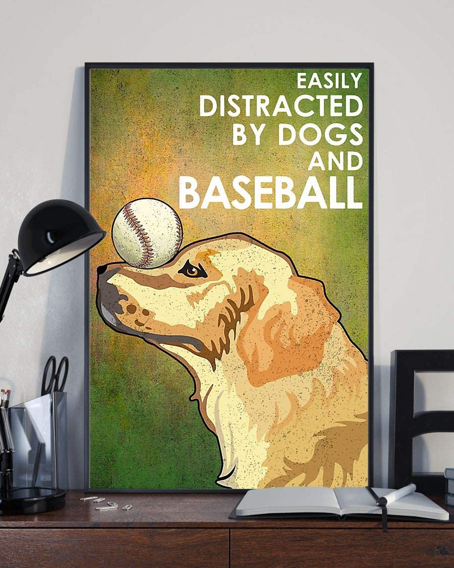 Easily Distracted By Dogs Golden And Baseball 1208