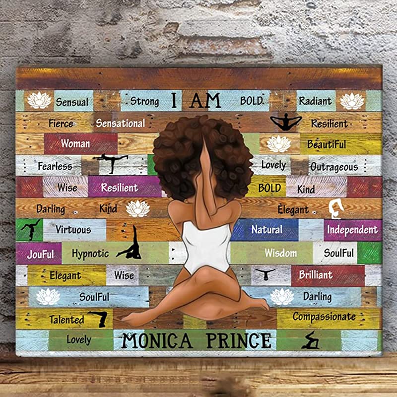 Customize African American Woman I Am Black Girl Custom Name, Yoga Black Girl