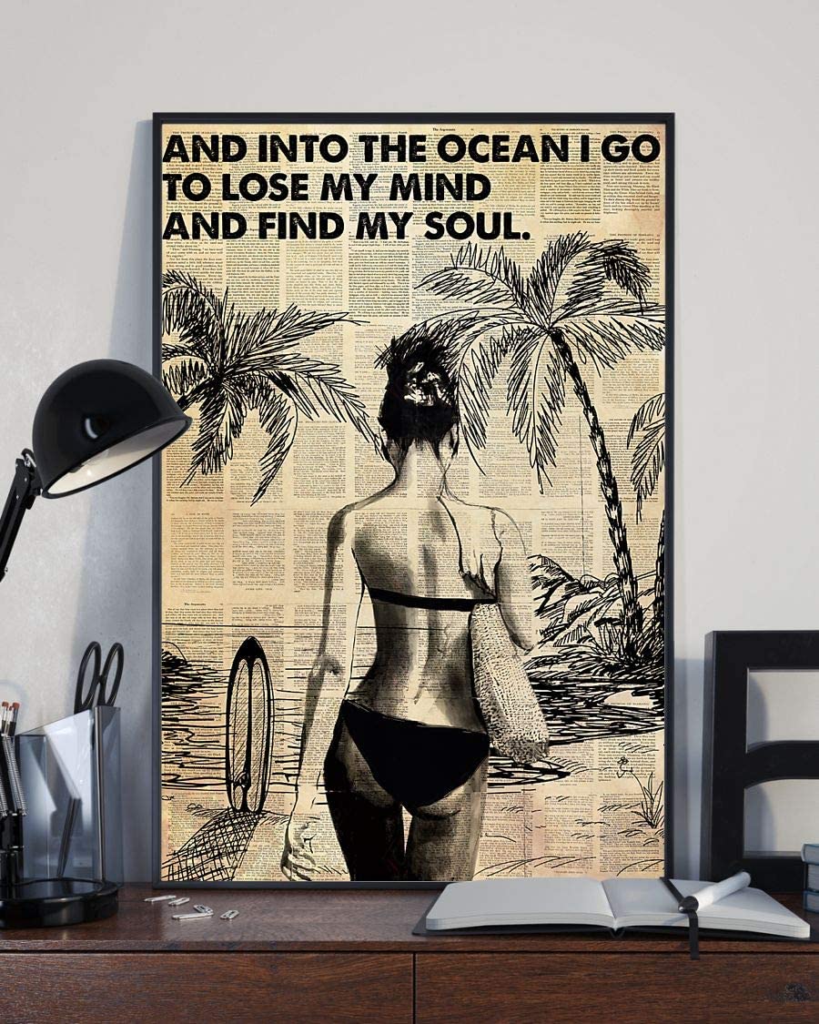 Drawing Beach Girl And Into The Ocean I Go To Lose My Mind And Find My Soul