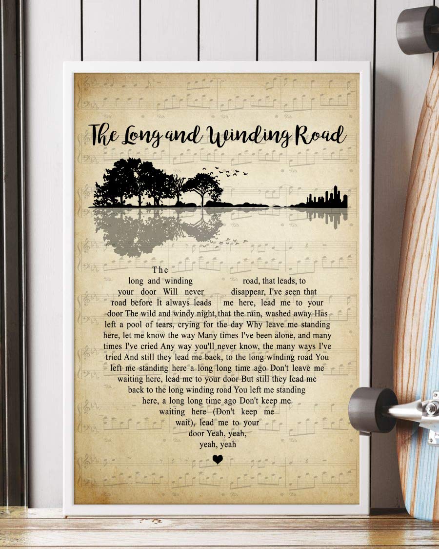The Long And Winding Road Song Lyrics Guitar Heart Vintage Portrait