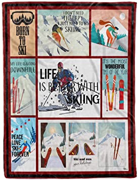 Skitongifts Blanket For Sofa, Bed Throws Life Is Better With Skiing Snow Ski Avid Skiers Birthday Christmas