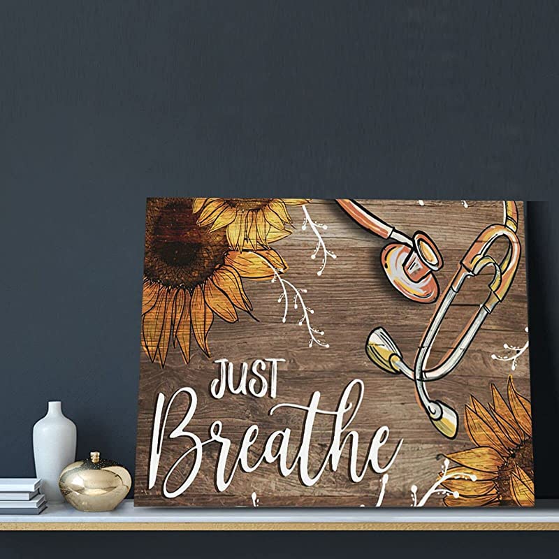 Just Breathe Beautiful Sunflower And Medical Stethoscope