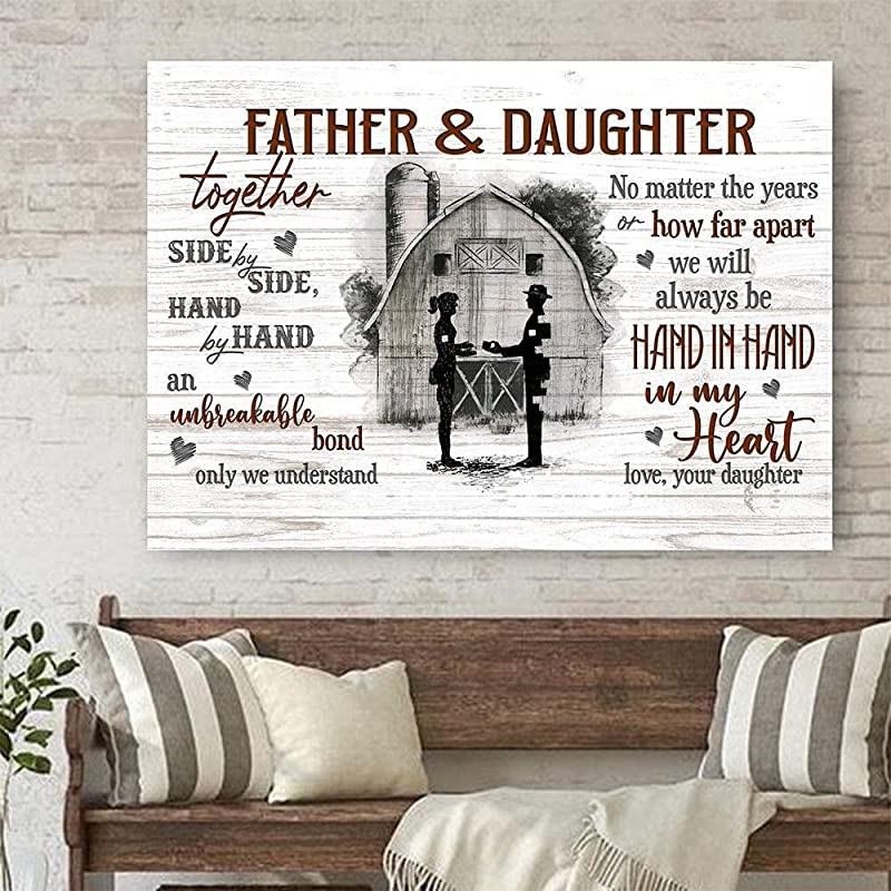 Father and Daughter Customize Dad and Daughter Barn Farmhouse Art Decor