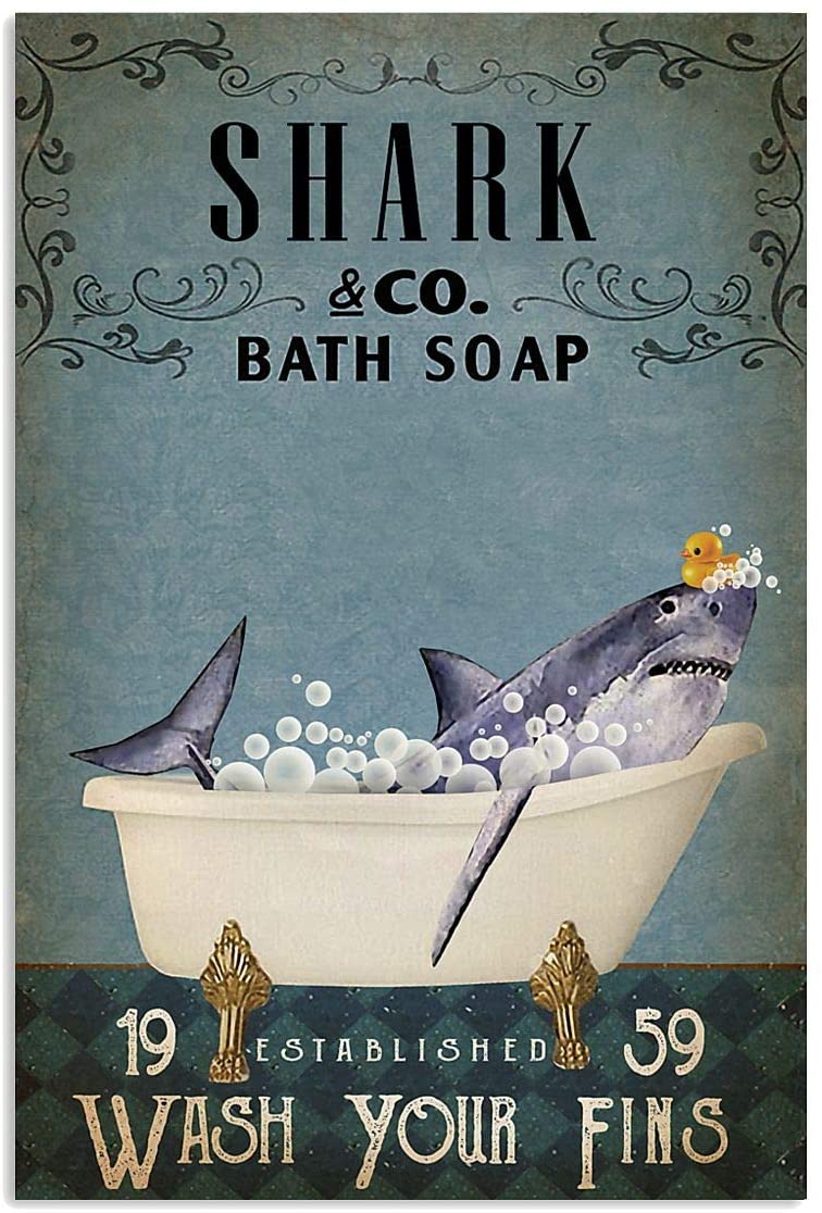 Vintage Bath Soap Established Wash Your Fins Shark