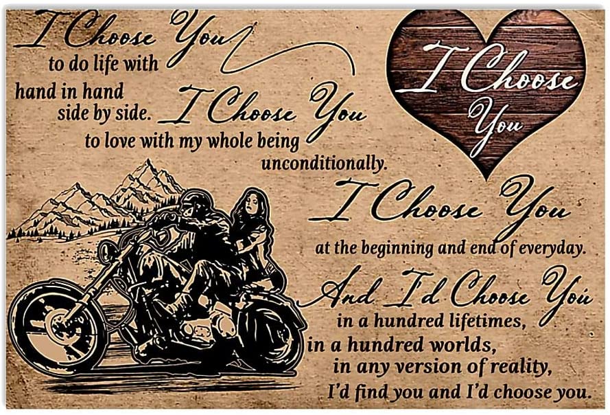 Motorcycle Couple I Choose You To Do Life With Hand By Hand Side By Side Biker