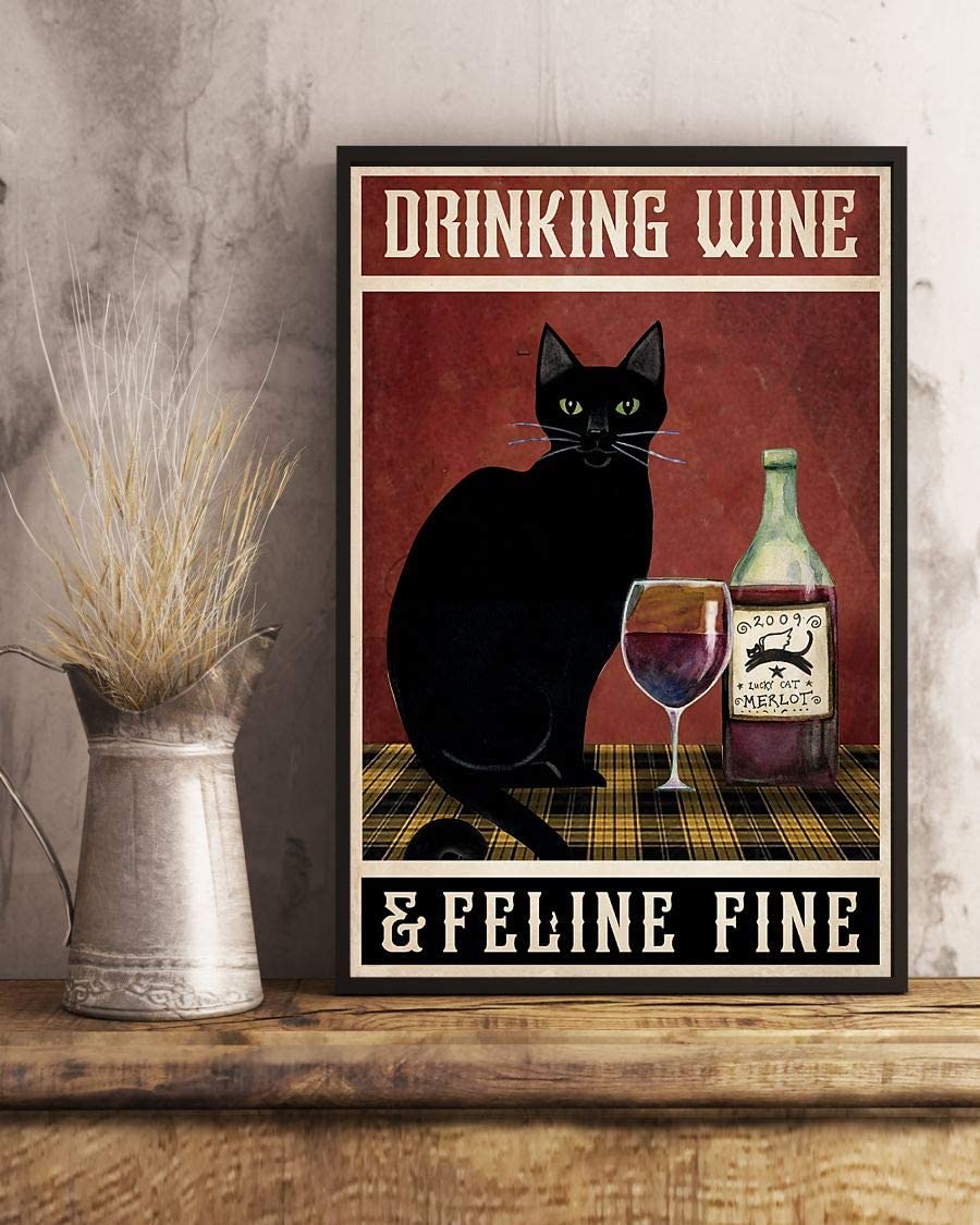 Cat Drinking Wine And Feline Fine 1208