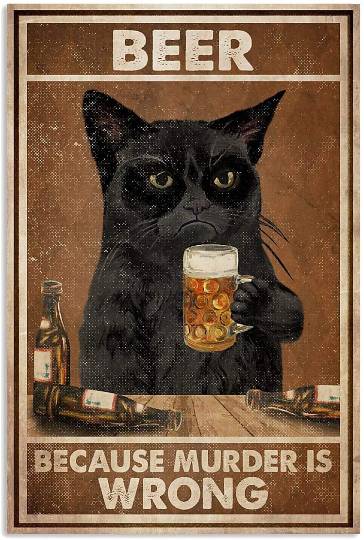 Grumpy Black Cat Beer Because Murder Is Wrong