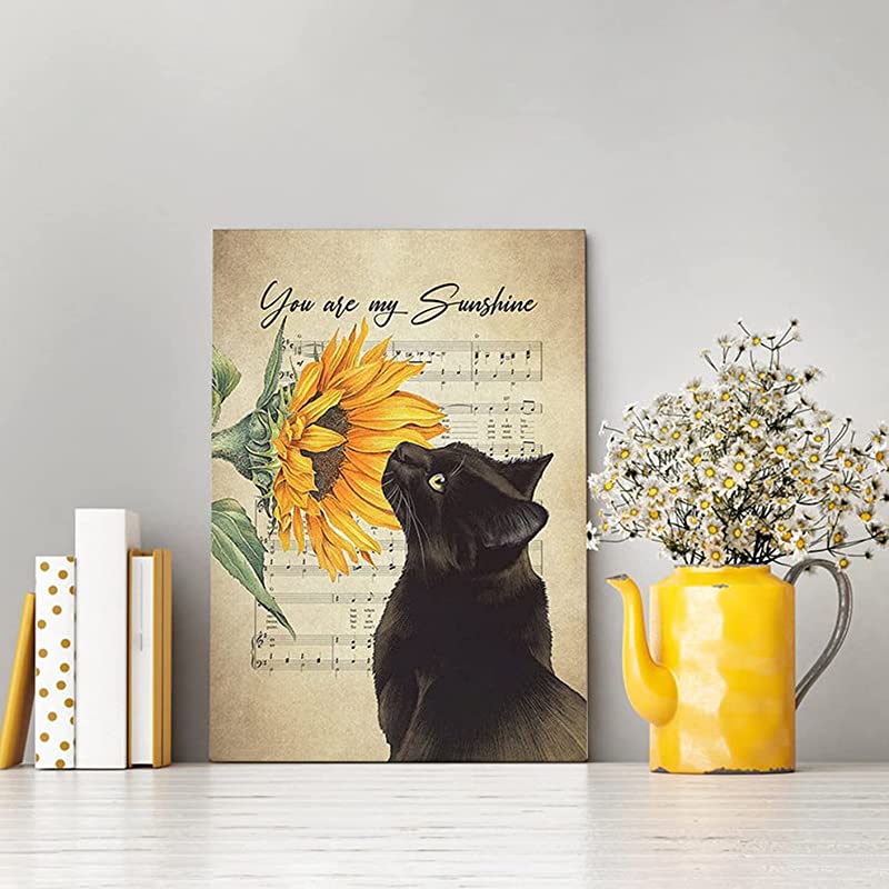 You're My Sunshine Black Cat Sunflower, Black Cat, Black Cat with Sunflower Decor