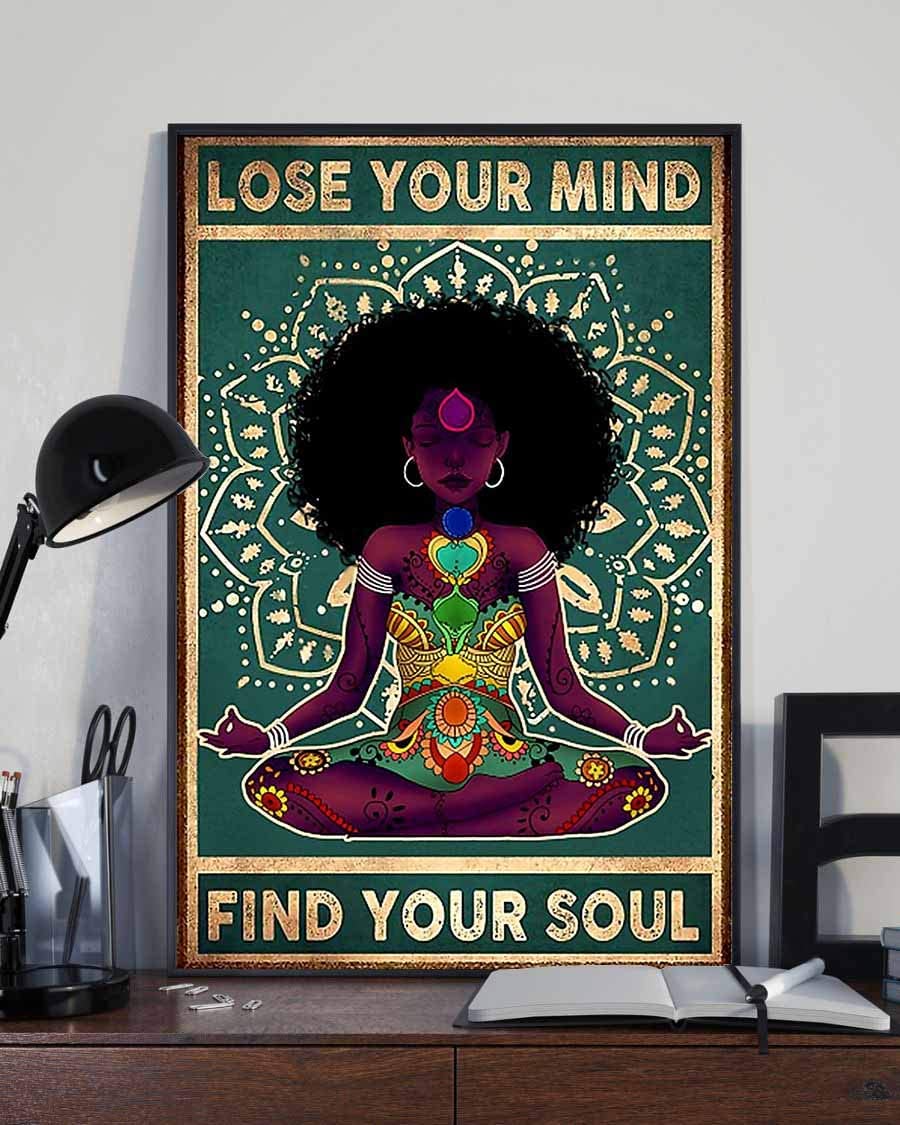 Black Afro Girl Yoga Lose Your Mind Find Your Soul 1208