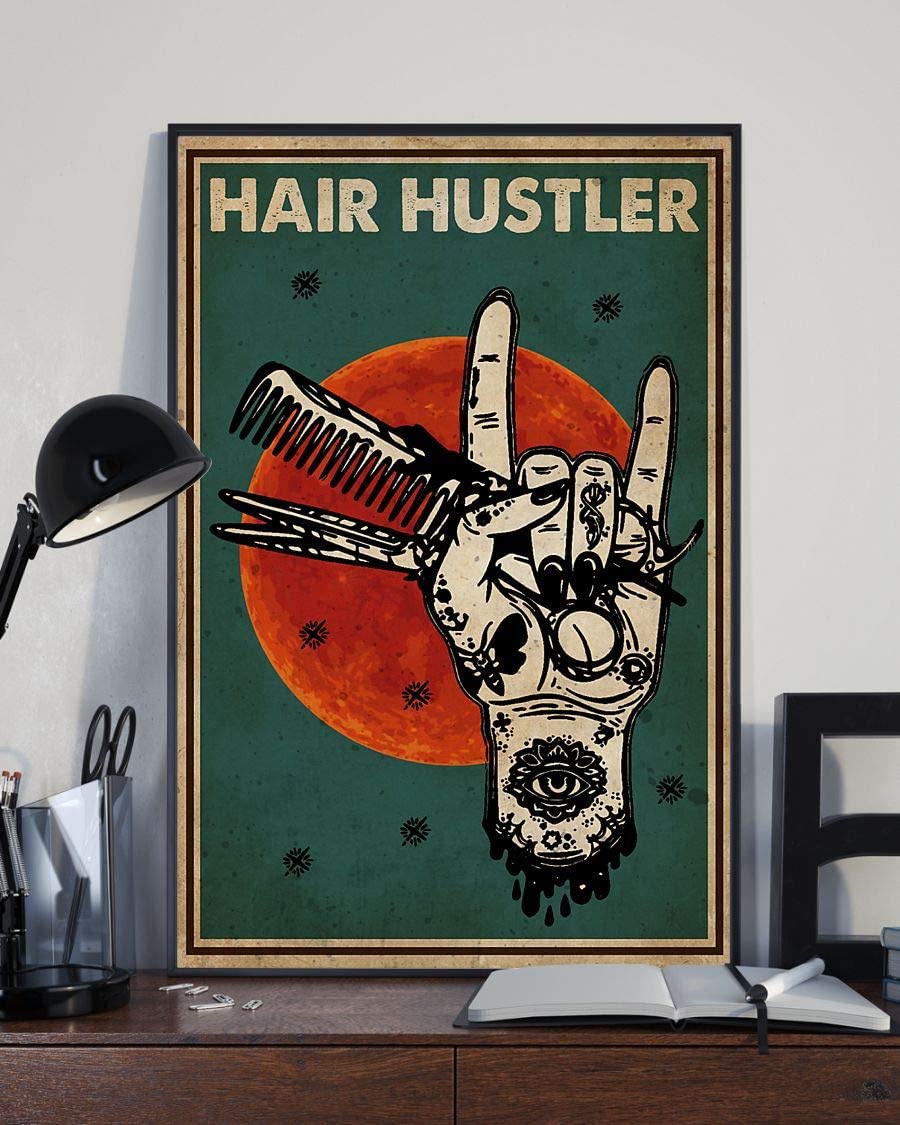 Hair Hustler Hairdresser Hand Green Retro 1208