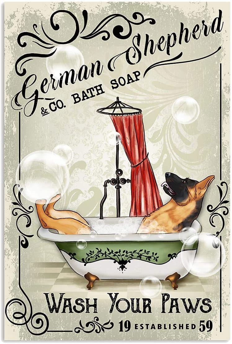German Shepherd In Bathtub Bath Soap Established Wash Your Paws