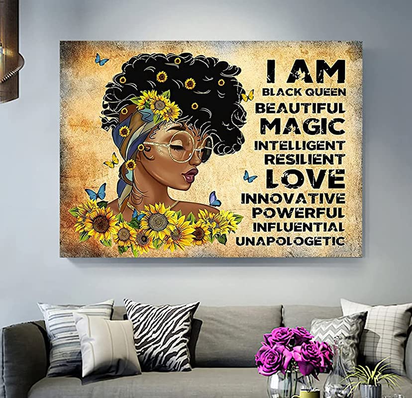 I Am Black Queen Beautiful Magic, Black Girl Sunflower, African American Magic Birthday