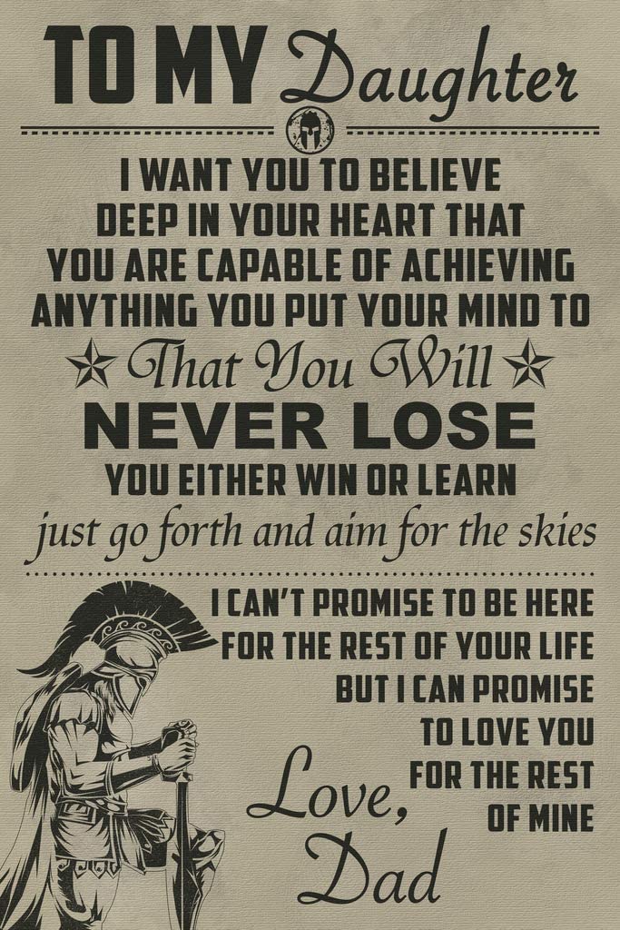 To My Daughter Love Dad English Spartans Warriors