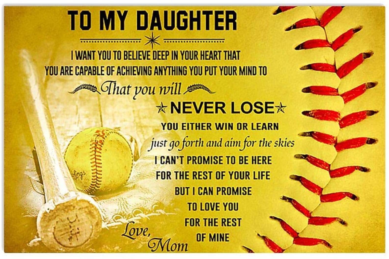 Softball Mom To My Daughter