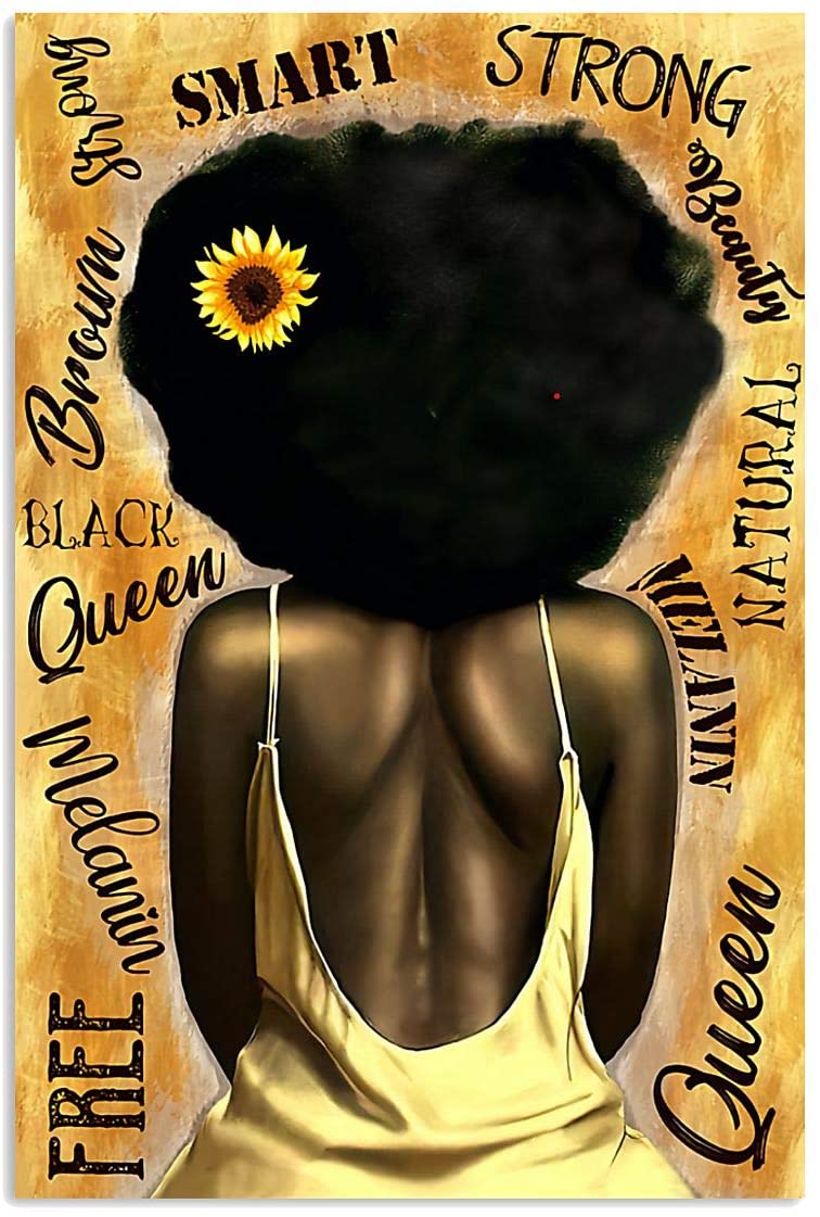 Afro Sunflower Black Queen Smart Strong Beautiful Natural Brown Free Melanin