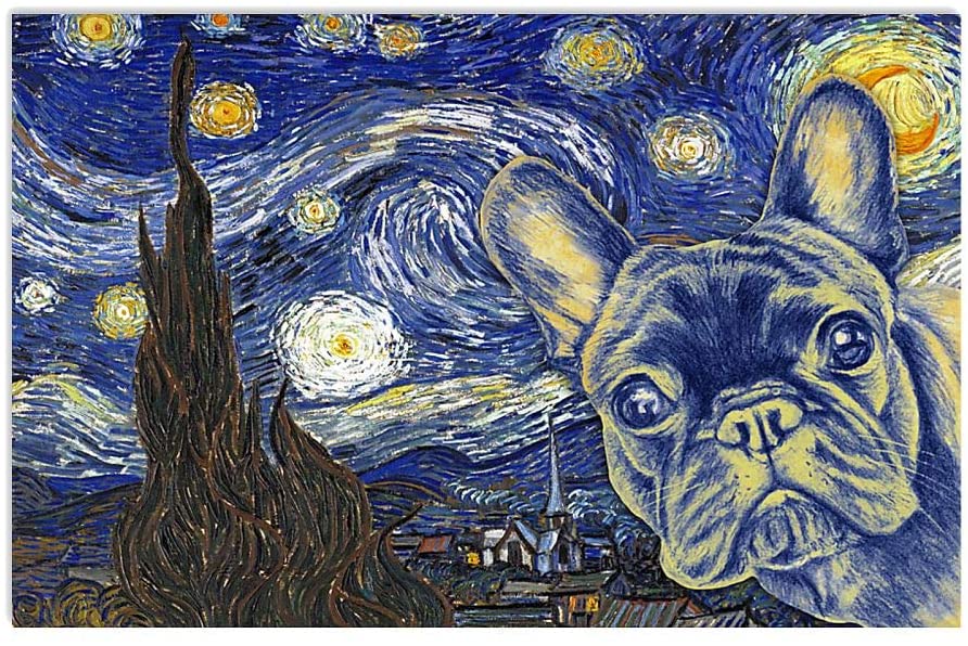 French Bulldog Van Gogh Style Starry Night 1208