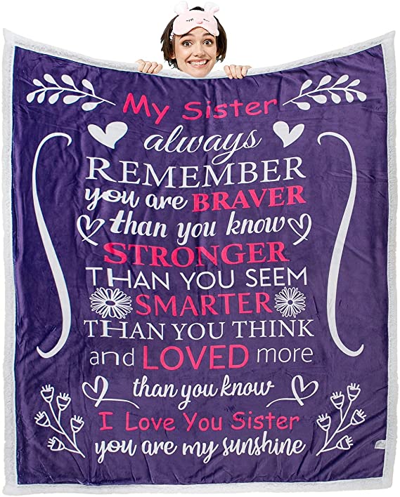 Skitongifts Blanket For Sofa, Bed Throws I Love You Sister Birthday Gifts