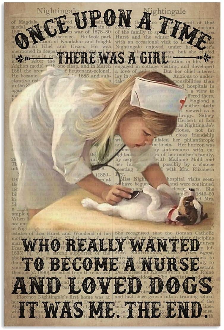 Girl Nurse Dog Dictionary Wanted To Become A Nurse Loved Dogs Portrait