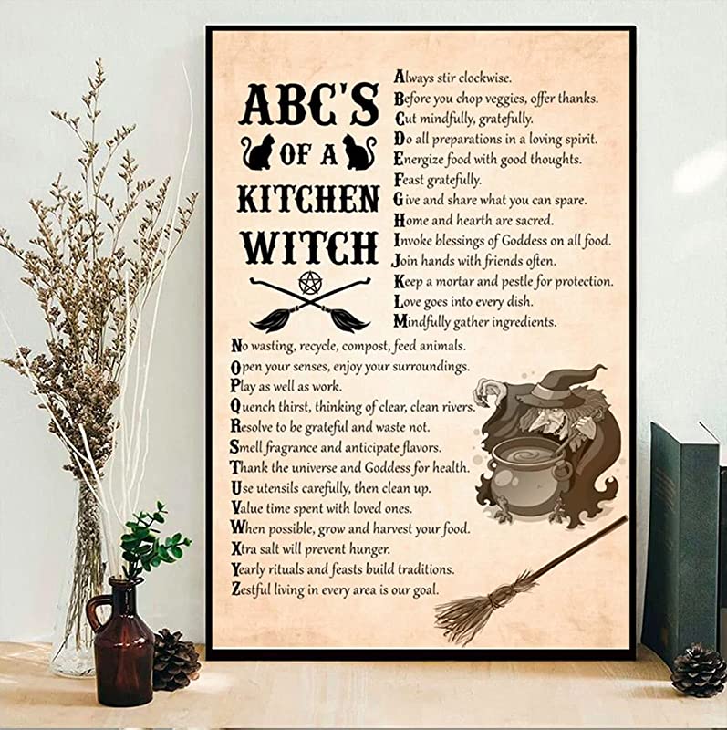 Abc's of A Kitchen Witch, Black Cat and Witch, Witches Magic Knowledge, Magic, Halloween