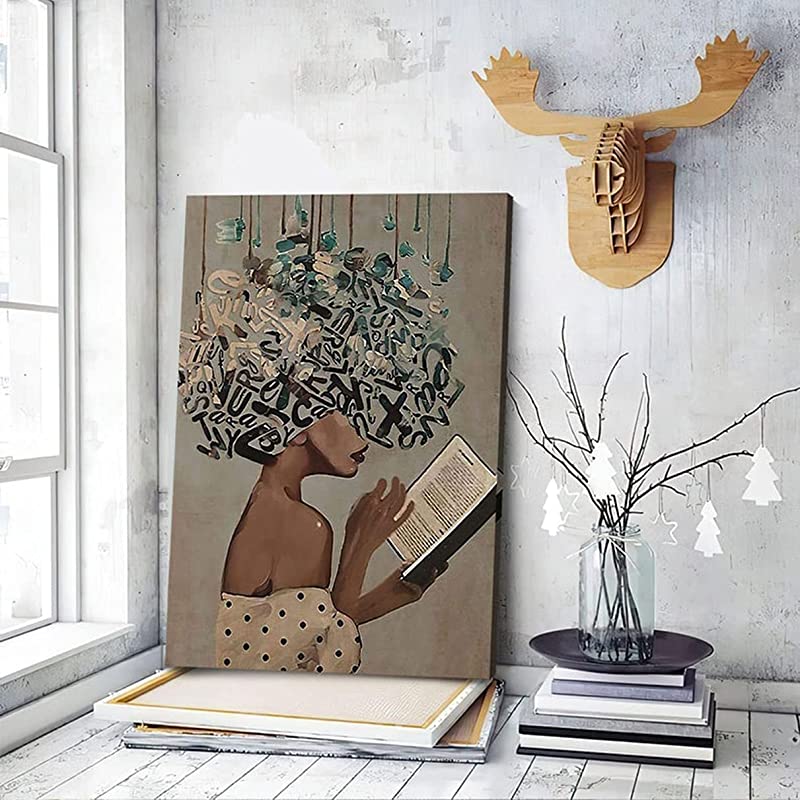 Afro Girl Reading A Book, African American, Black Girl, Book, African Girl Pride, Melanin