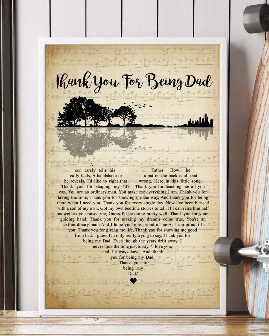 Thank For You For Being Dad Song Lyrics Guitar Heart Vintage Portrait