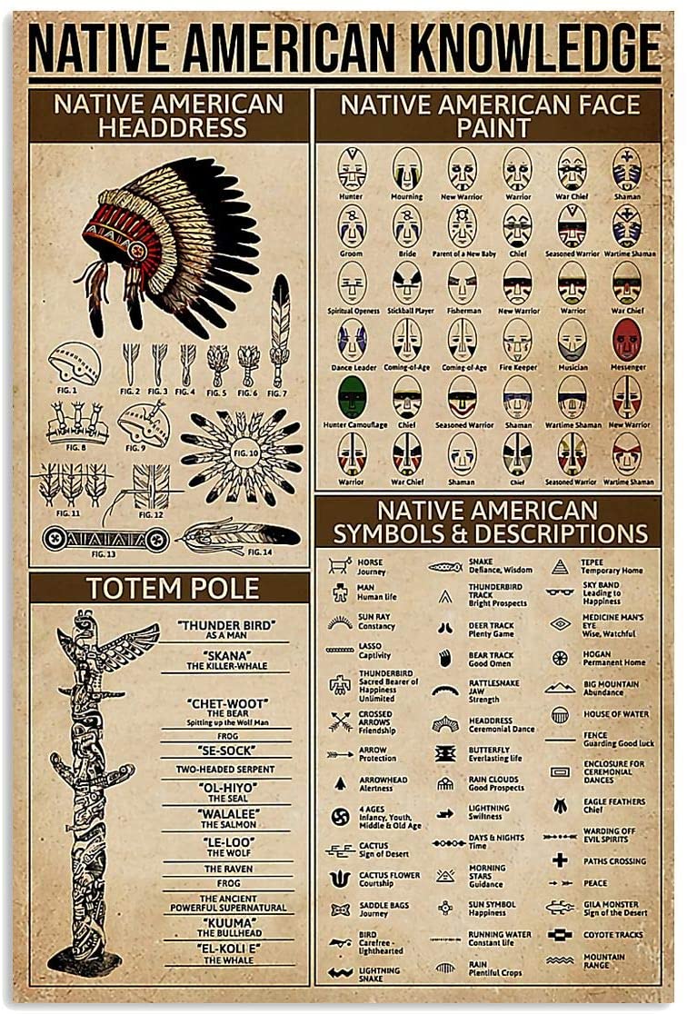 Native American Native Knowledge Headdress Face Paint Totem Pole