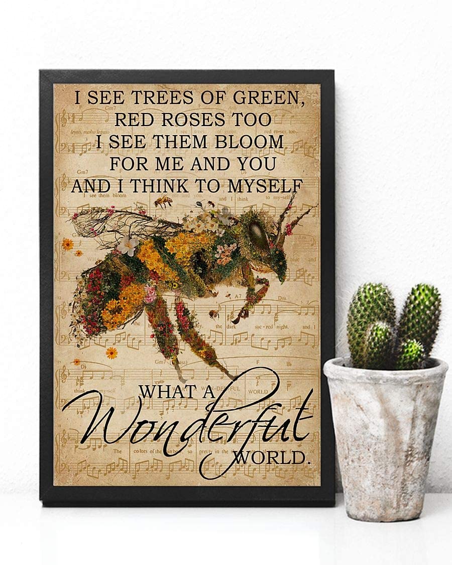 Froral Vintage Bee Music Sheet I See Tree Of Green Red Roses Too I See Them Bloomu 1208