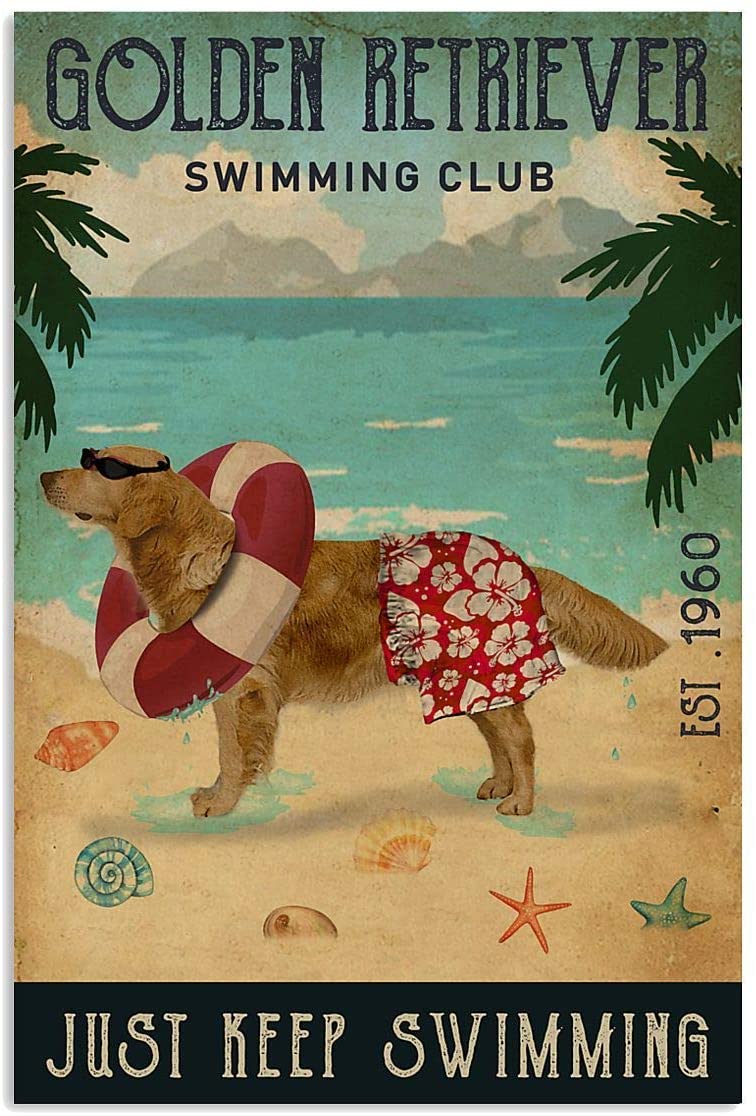 Vintage Golden Retriever Swimming Club Dog