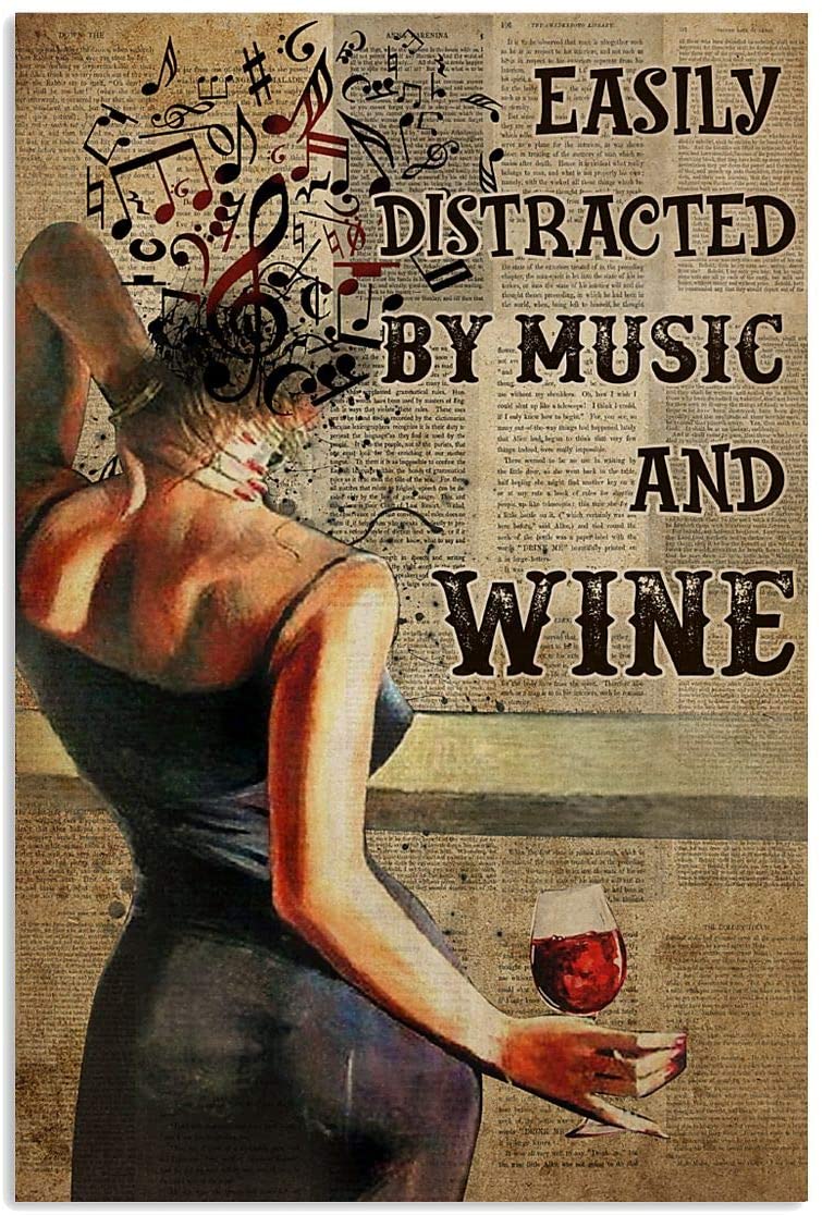 Music And Wine Book Page Easily Distracted For Men Women On Birthday Xmas
