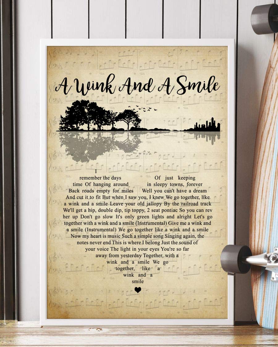 A Wink And A Smile Song Lyrics Guitar Heart Vintage Portrait