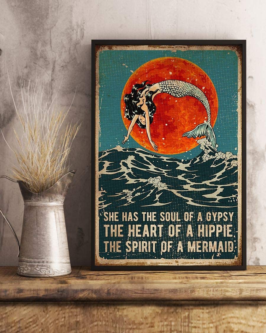 She Has The Soul Of A Gypsy The Heart Of A Hippie The Spirit Of A Mermaid Green Retro 1208