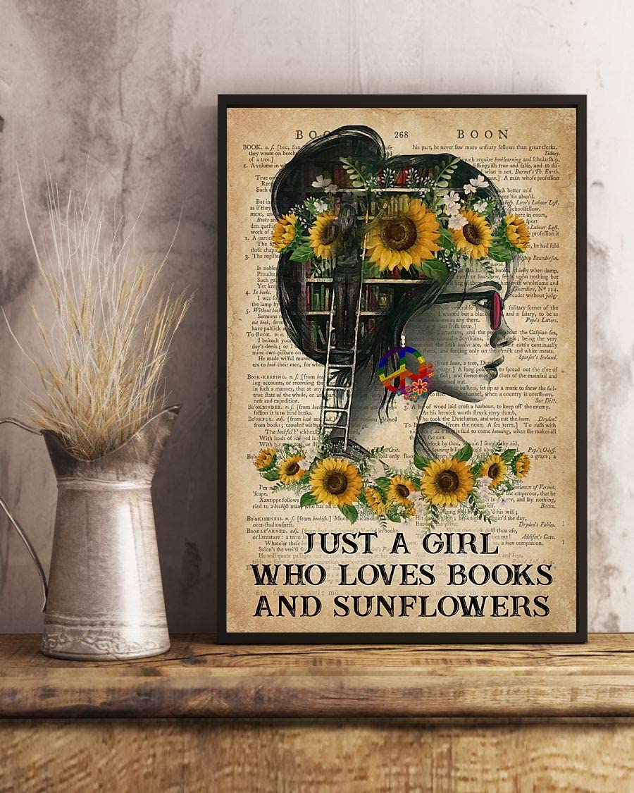 Just A Girl Who Loves Books And Sunflowers Hippie 1208