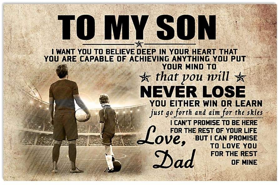 Home Wall Decor To My Son Horizontal Soccer You Will Never Lose Motivational Quote Love Dad Birthday For Little Boy