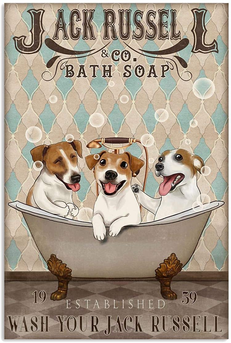 Jack Russell Dog In Bathtub Bath Soap Established Wash