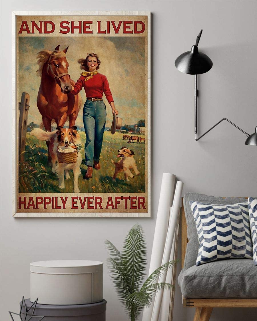 Girl With Horse & Dog And She Lived Happily Ever After White Portrait 1208