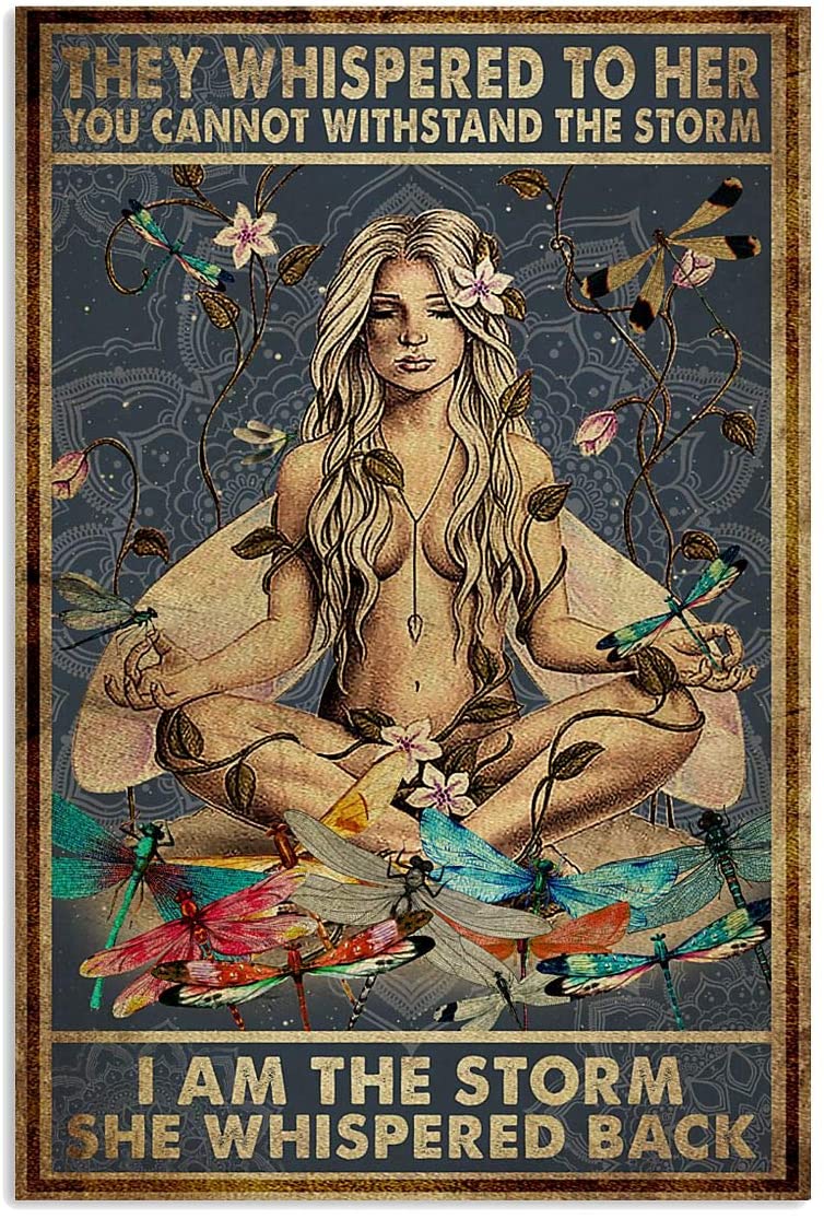 Yoga Girl With Dragonfly Art I Am The Storm She Whispered Back