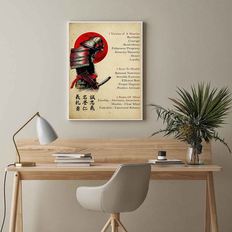 Skitongifts Wall Decoration, Home Decor, Decoration Room 7 Virtues Of A Warrior 5 Keys To Health 3 States Of Mind TT0303