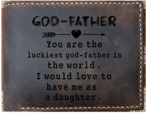 You Are The Luckiest GodFather In The World. I Would Love To Have Me As A Daughter Funny Skitongifts Custom Laser Engraved Bifold Leather Wallet Vintage