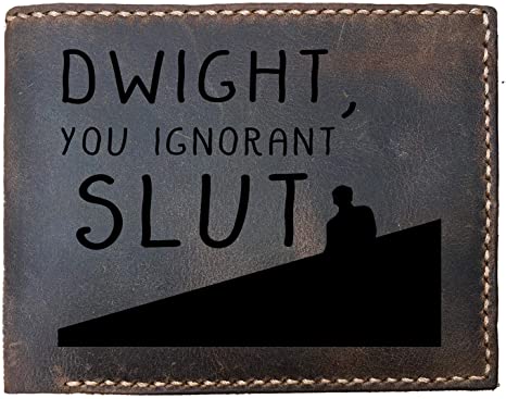Dwight You Ignorant Slut Funny Skitongifts Custom Laser Engraved Bifold Leather Wallet Vintage