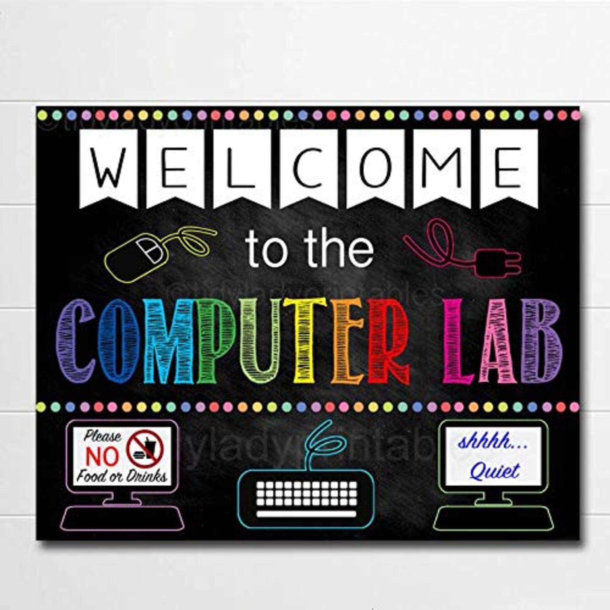 Computer Lab School Sign Classroom Decor Teacher Door Sign Computers Class Sign