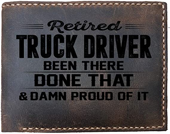 Retired Truck Driver Been There Done That Funny Skitongifts Custom Laser Engraved Bifold Leather Wallet Vintage