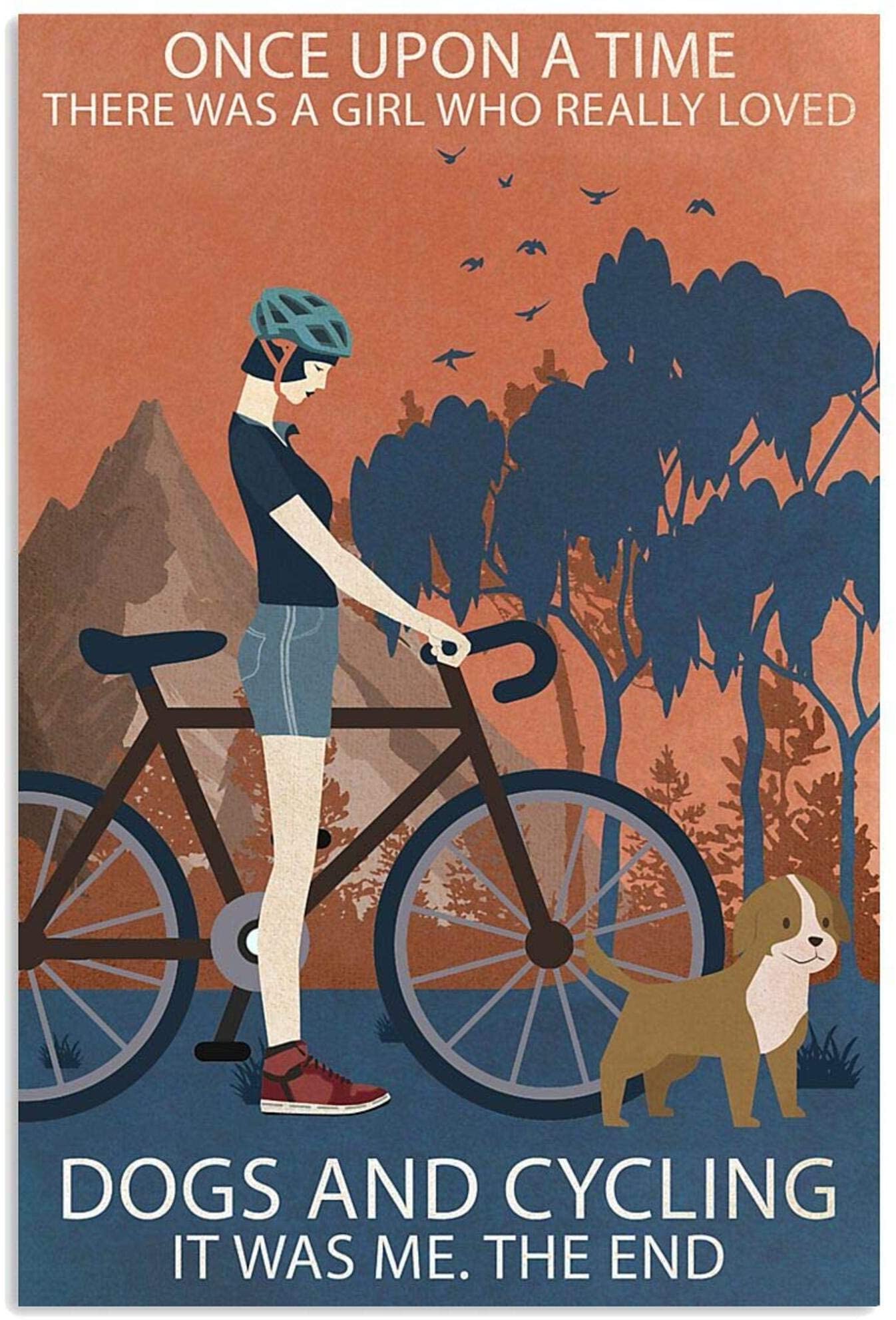 Vintage Girl Once Upon A Time Dogs And Cycling Vertical