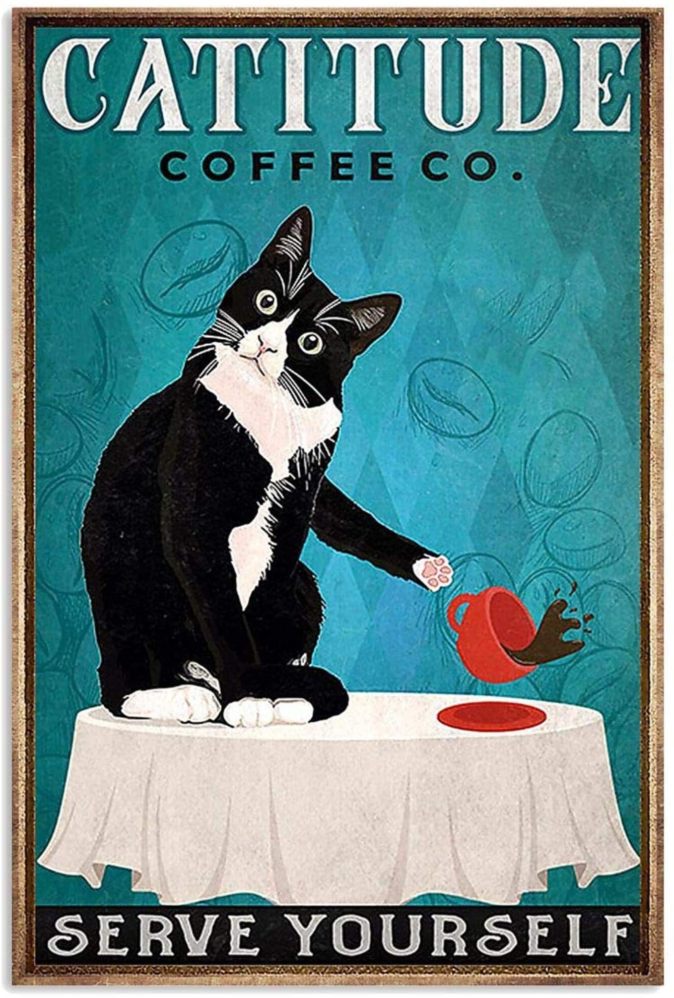 Funny Cat Drawing Cattitude Coffee Co