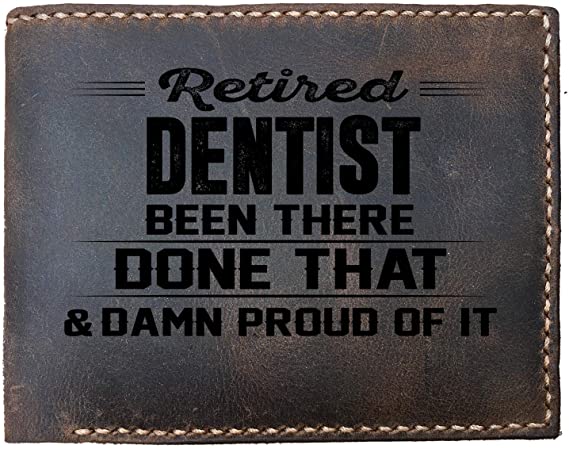 Retired Dentist Been There Done That Funny Skitongifts Custom Laser Engraved Bifold Leather Wallet Vintage