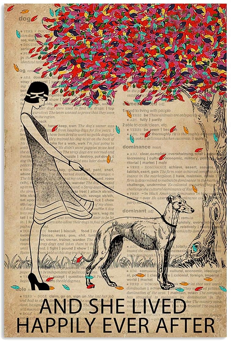 And She Lived Ever After Happily Vintage Dictionary Tree Greyhound