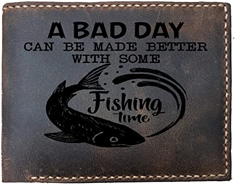 Better With Some Fishing Time Funny Fisherman Funny Skitongifts Custom Laser Engraved Bifold Leather Wallet Vintage