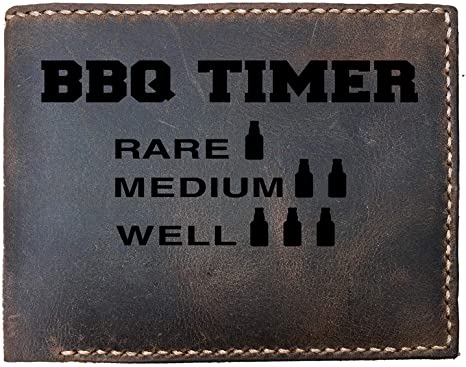 Bbq Timer Funny For Beer Lover Funny Skitongifts Custom Laser Engraved Bifold Leather Wallet Vintage