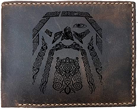 Viking Odin Valhalla Funny Skitongifts Custom Laser Engraved Bifold Leather Wallet Vintage