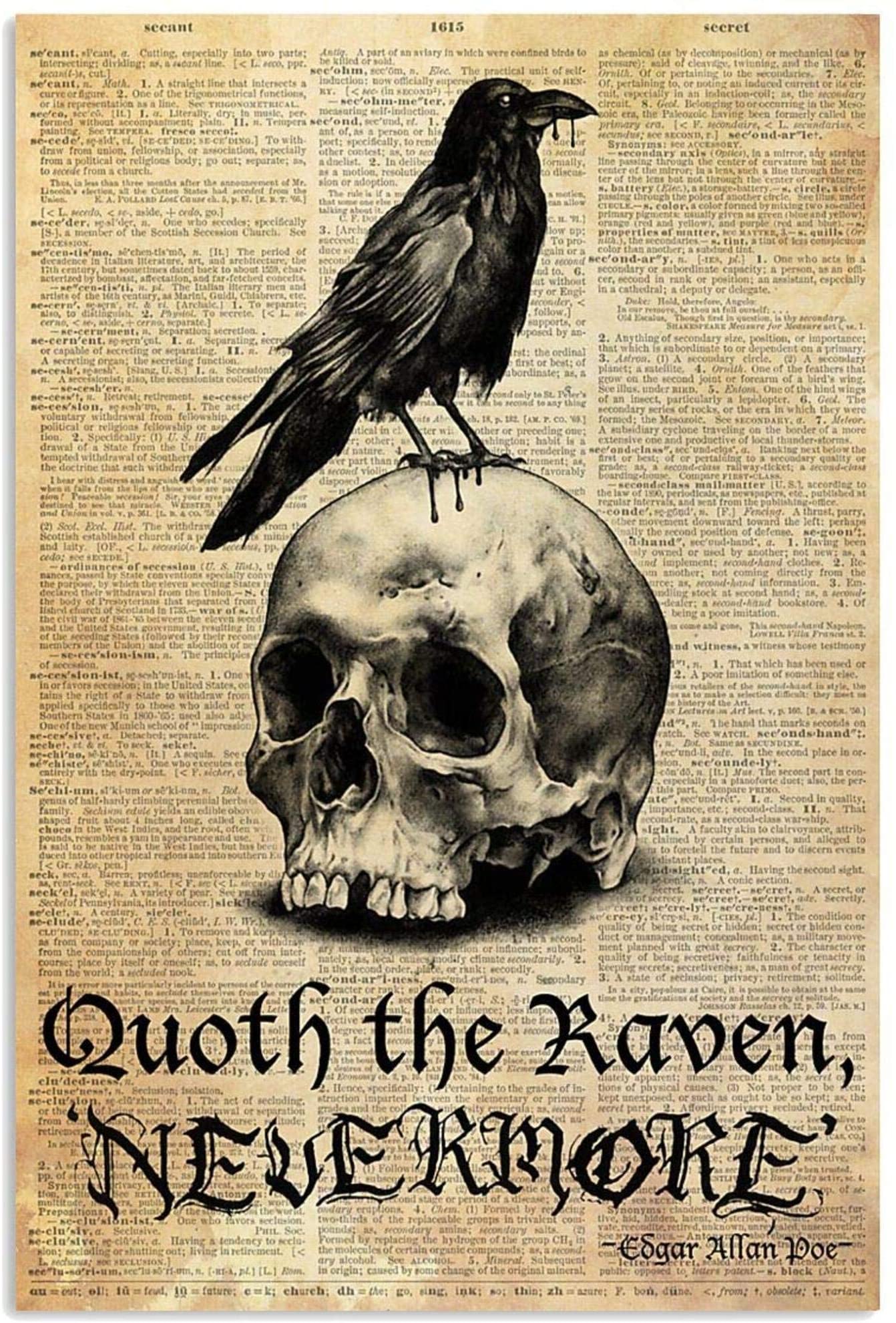 Quoth The Raven Nevermore Crow Standing On The Skull
