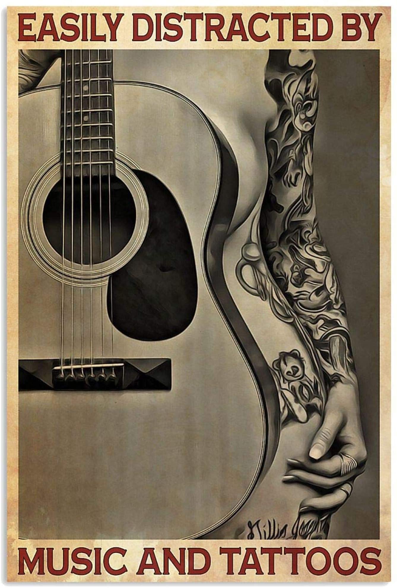 Guitar Easily Distracted By Music And Tattoo